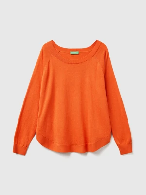 Benetton, Flared Sweater In Wool Blend, Size: XXS, Orange, Women United Colors of Benetton