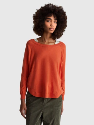 Benetton, Flared Sweater In Wool Blend, Size: XXS, Orange, Women United Colors of Benetton