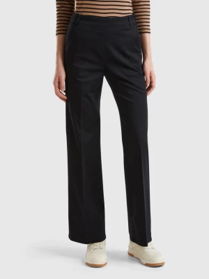 Benetton, Flared Trousers In Stretch Cotton, size , Black, Women United Colors of Benetton