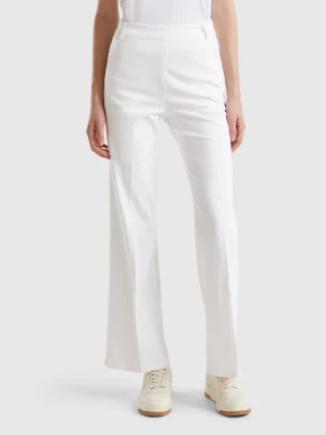 Benetton, Flared Trousers In Stretch Cotton, size , White, Women United Colors of Benetton