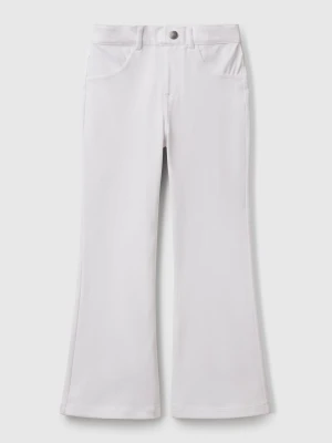 Benetton, Flared Trousers In Stretch Cotton, size XL, White, Kids United Colors of Benetton