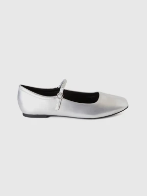 Benetton, Flats With Buckle, size 36, Silver, Women United Colors of Benetton