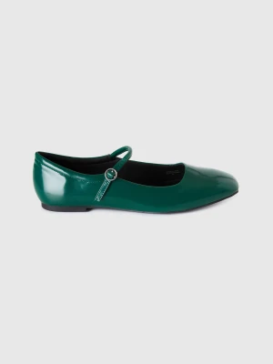 Benetton, Flats With Buckle, size 39, Dark Green, Women United Colors of Benetton