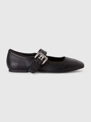 Benetton, Flats With Buckle, Size: 41, Black, Women United Colors of Benetton