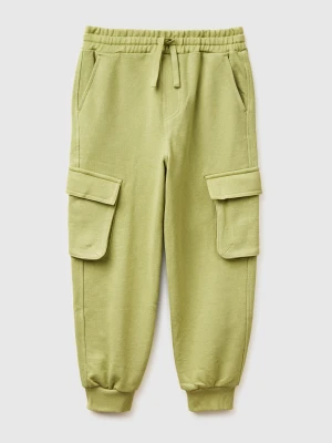 Benetton, Fleece Cargo Joggers, Size: XL, Military Green, Kids United Colors of Benetton