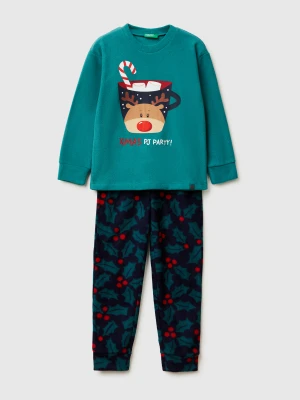 Benetton, Fleece Christmas Pyjamas, Size: XL, Green, Kids United Colors of Benetton