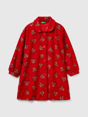 Benetton, Fleece Robe With Reindeer, size XL, Red, Kids United Colors of Benetton