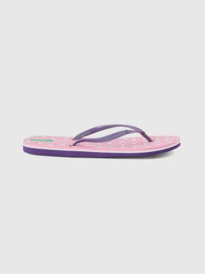 Benetton, Flip Flops With Blueberry Pattern, size 40-41, Pink, Women United Colors of Benetton