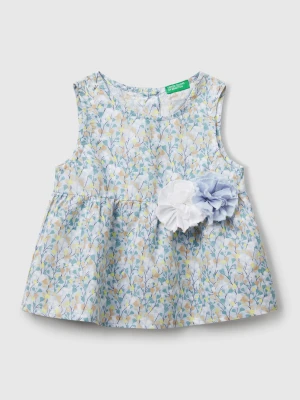 Benetton, Floral Blouse In Linen Blend, size 116, Multi-color, Kids United Colors of Benetton