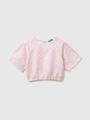 Benetton, Floral Blouse In Linen Blend, Size: XL, Soft Pink, Kids United Colors of Benetton