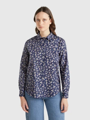 Benetton, Floral Blue Shirt, size L, Blue, Women United Colors of Benetton