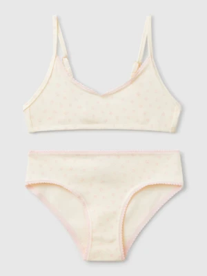 Benetton, Floral Bra And Underwear Set, size XS, Creamy White, Kids United Colors of Benetton