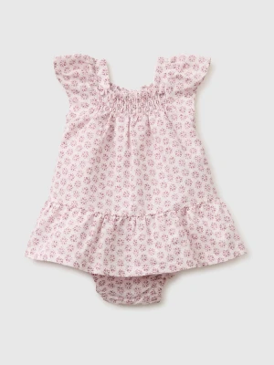 Benetton, Floral Dress In Linen Blend, Size: 82, Pink, Kids United Colors of Benetton