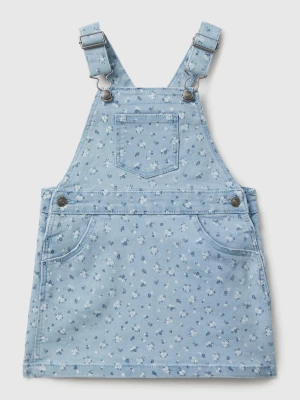 Benetton, Floral Dungaree Skirt, Size: 82, Light Blue, Kids United Colors of Benetton
