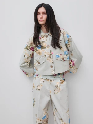Benetton, Floral Jacket, Light Green, Women United Colors Of Benetton
