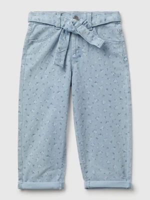 Benetton, Floral Jeans With Sash, Size: 116, Light Blue, Kids United Colors of Benetton