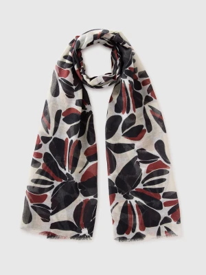 Benetton, Floral Linen Blend Scarf, Size: OS, Black, Women United Colors of Benetton