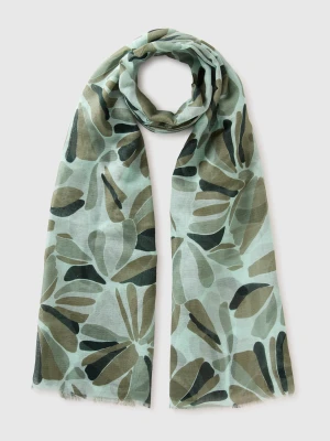Benetton, Floral Linen Blend Scarf, Size: OS, Light Green, Women United Colors of Benetton