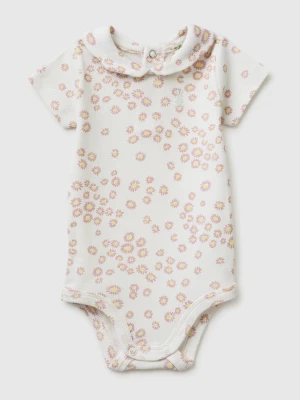 Benetton, Floral Onesie With Collar, Size: 82, Creamy White, Kids United Colors of Benetton