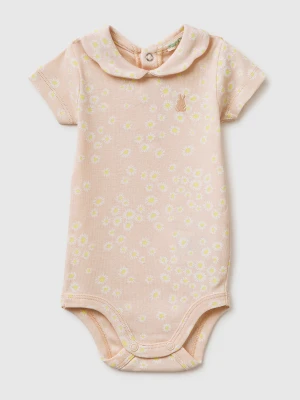 Benetton, Floral Onesie With Collar, Size: 82, Pink, Kids United Colors of Benetton