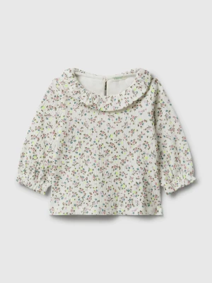 Benetton, Floral T-shirt With Collar, Size: 82, Creamy White, Kids United Colors of Benetton