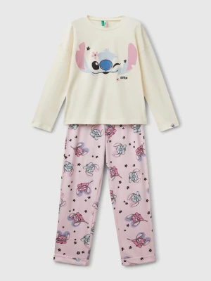 Benetton, Flowing Pyjamas With Stitch ©disney Print, size XXS, Creamy White, Kids United Colors of Benetton