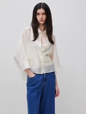 Benetton, Flowing Shirt, Size: OS, Creamy White, Women United Colors of Benetton