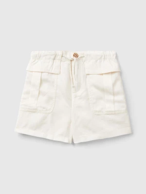 Benetton, Flowy Bermudas With Pockets, size 3XL, Creamy White, Kids United Colors of Benetton