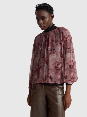 Benetton, Flowy Floral Blouse, Size: XS, Pink, Women United Colors of Benetton