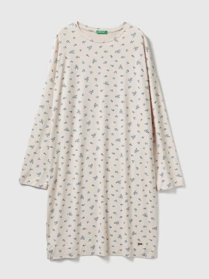 Benetton, Flowy Floral Nightshirt, Size: XS, Creamy White, Women United Colors of Benetton