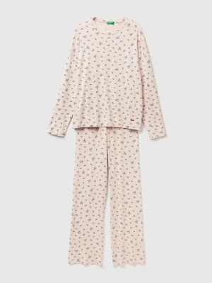 Benetton, Flowy Floral Pyjamas, Size: XXS, Nude, Women United Colors of Benetton