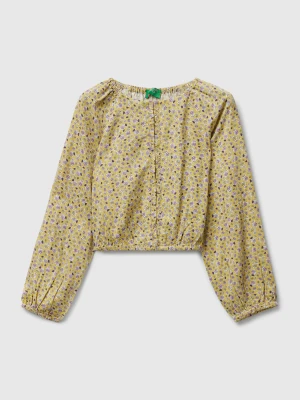 Benetton, Flowy Flowery Blouse, size XL, Light Green, Kids United Colors of Benetton
