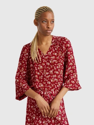 Benetton, Flowy Flowery Blouse, size XS, Red, Women United Colors of Benetton