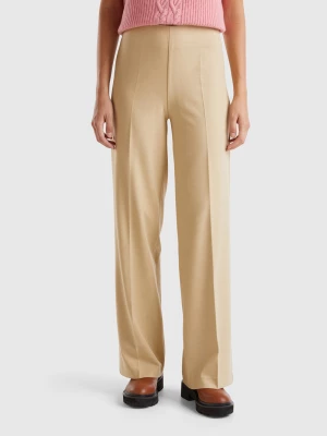 Benetton, Flowy High-waisted Trousers, size , Beige, Women United Colors of Benetton