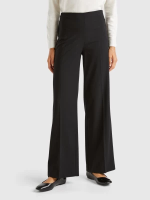 Benetton, Flowy High-waisted Trousers, size , Black, Women United Colors of Benetton