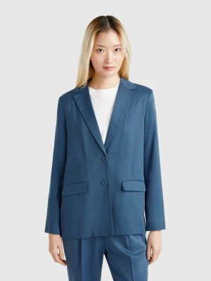 Benetton, Flowy Jacket, size , Air Force Blue, Women United Colors of Benetton