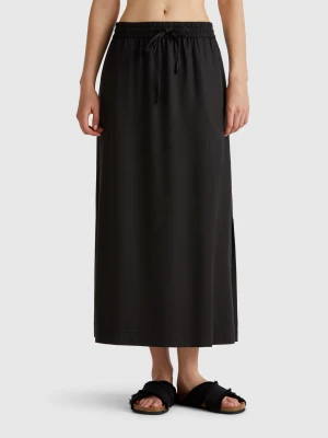 Benetton, Flowy Midi Skirt, size XXS, Black, Women United Colors of Benetton