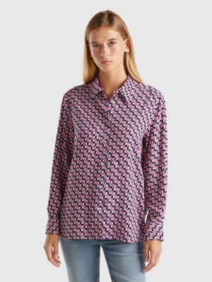 Benetton, Flowy Patterned Shirt, size XXS, Multi-color, Women United Colors of Benetton