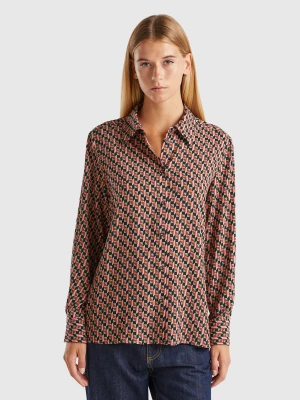 Benetton, Flowy Patterned Shirt, size XXS, Multi-color, Women United Colors of Benetton