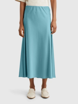 Benetton, Flowy Satin Look Skirt, size S, Light Blue, Women United Colors of Benetton