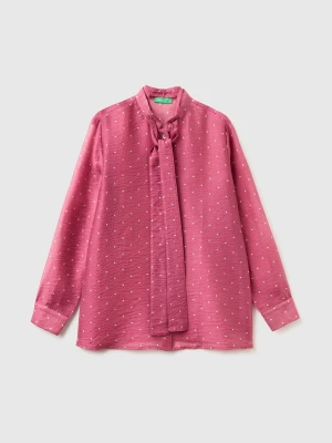 Benetton, Flowy Shirt With Micro Polka Dots, Size: XS, Fuchsia, Women United Colors of Benetton