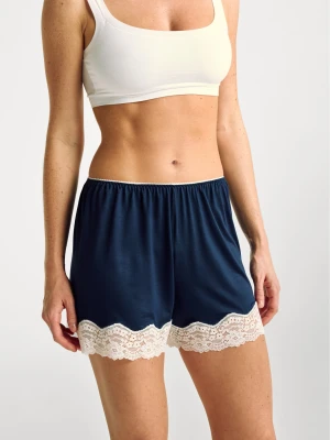 Benetton, Flowy Shorts With Lace, size XS, Dark Blue, Women United Colors of Benetton
