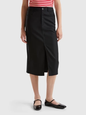 Benetton, Flowy Skirt With Slit, size , Black, Women United Colors of Benetton