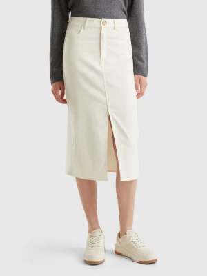 Benetton, Flowy Skirt With Slit, size , Creamy White, Women United Colors of Benetton