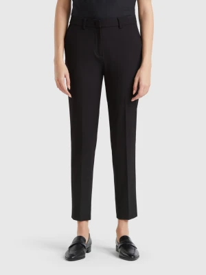 Benetton, Flowy Slim Fit Trousers, size , Black, Women United Colors of Benetton