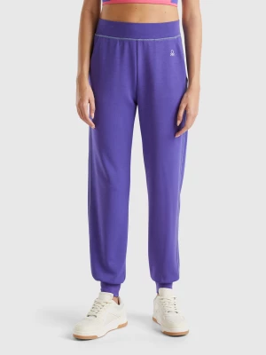 Benetton, Flowy Stretch Trousers, size L, Violet, Women United Colors of Benetton