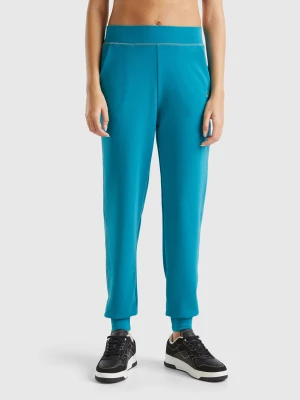 Benetton, Flowy Stretch Trousers, size XXS, Teal, Women United Colors of Benetton