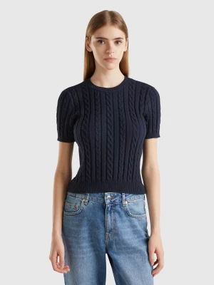 Benetton, Flowy Sweater With Short Sleeves, size S, Dark Blue, Women United Colors of Benetton