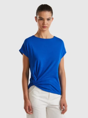 Benetton, Flowy T-shirt With Knot, size S, Bright Blue, Women United Colors of Benetton