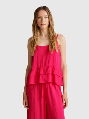 Benetton, Flowy Top With Flounce, Size: XXS, Fuchsia, Women United Colors of Benetton